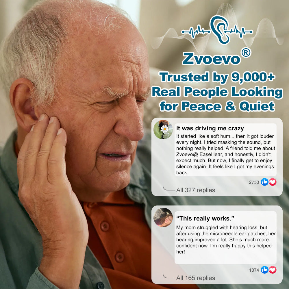 đđZvoevoÂźEaseHear Instant Hearing Support & Tinnitus Relief Patches | Clinically tested & trusted by thousands for clearer, calmer hearing â (dizziness, nausea & cold sweats)