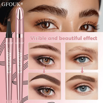 4-Tip Microblade Brow Pen - Waterproof Liquid Eyebrow Pencil for Natural Hair-Like Strokes