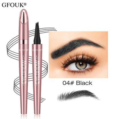 4-Tip Microblade Brow Pen - Waterproof Liquid Eyebrow Pencil for Natural Hair-Like Strokes