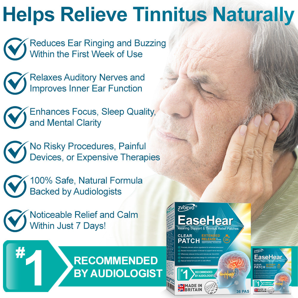 🍀🍀Zvoevo®EaseHear Instant Hearing Support & Tinnitus Relief Patches | Clinically tested & trusted by thousands for clearer, calmer hearing — (dizziness, nausea & cold sweats)
