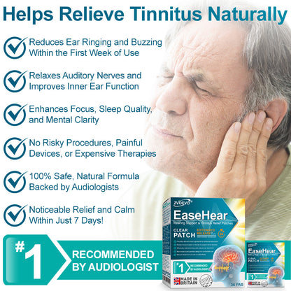 🍀🍀Zvoevo®EaseHear Instant Hearing Support & Tinnitus Relief Patches | Clinically tested & trusted by thousands for clearer, calmer hearing — (dizziness, nausea & cold sweats)