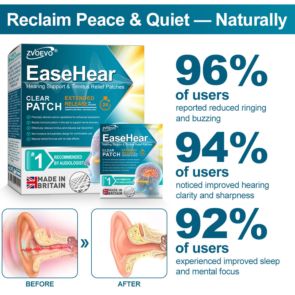 🍀🍀Zvoevo®EaseHear Instant Hearing Support & Tinnitus Relief Patches | Clinically tested & trusted by thousands for clearer, calmer hearing — (dizziness, nausea & cold sweats)