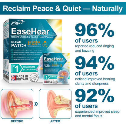 🍀🍀Zvoevo®EaseHear Instant Hearing Support & Tinnitus Relief Patches | Clinically tested & trusted by thousands for clearer, calmer hearing — (dizziness, nausea & cold sweats)