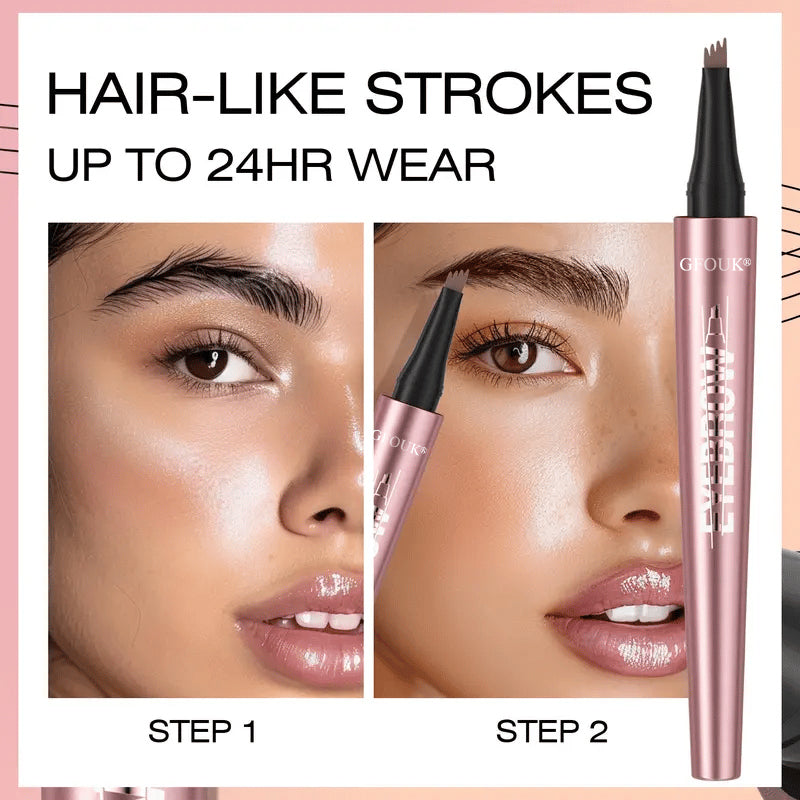4-Tip Microblade Brow Pen - Waterproof Liquid Eyebrow Pencil for Natural Hair-Like Strokes