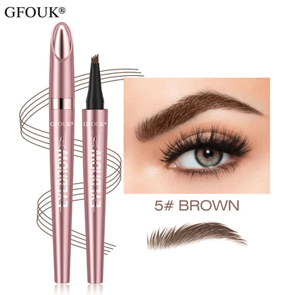 4-Tip Microblade Brow Pen - Waterproof Liquid Eyebrow Pencil for Natural Hair-Like Strokes
